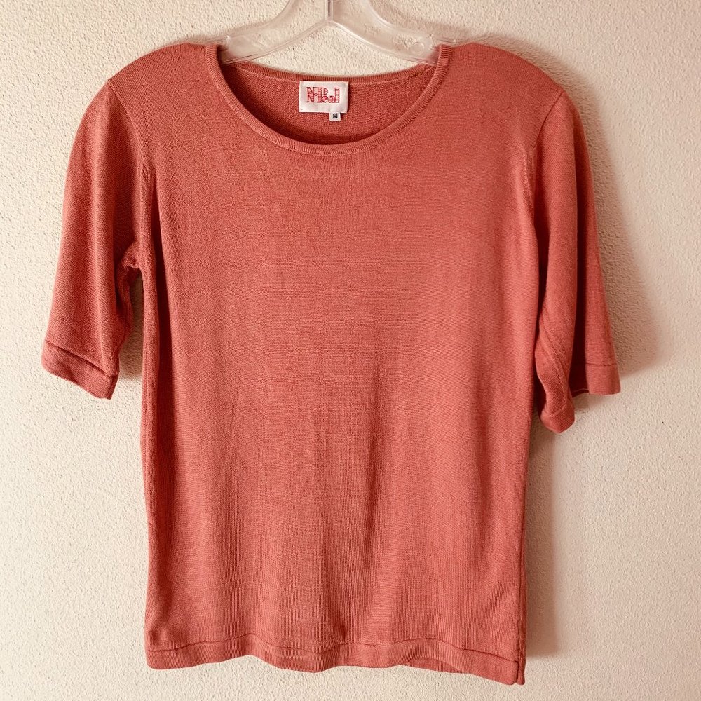 $350 SILK & CASHMERE N. Peal Short Sleeve Blouse